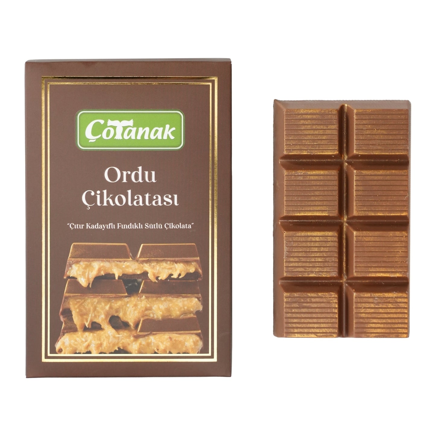 Çotanak Hazelnut Chocolate from Ordu with Roasted Kadaif and Milk Chocolate 180g (6.3 oz) - Exporgin - Global Shopping Site