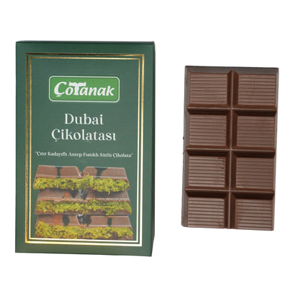 Çotanak Dubai Chocolate Bar - Milk Chocolate Filled with Pistachio Cream and Roasted Kadaif 180g (6.3 oz) - Exporgin - Global Shopping Site